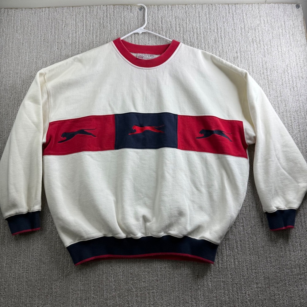 VTG Slazenger Golf Colorblock Crewneck Sweatshirt Mens Size XXL White Red Navay